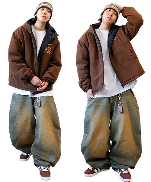 Oversized Two-Way Washed Puffer Jacket (6oz)