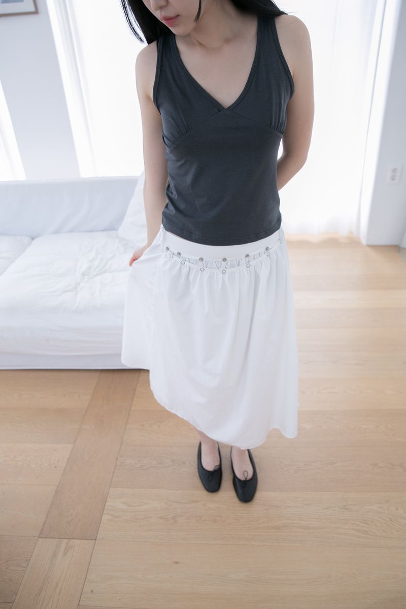 layered snap button skirt(2colors)
