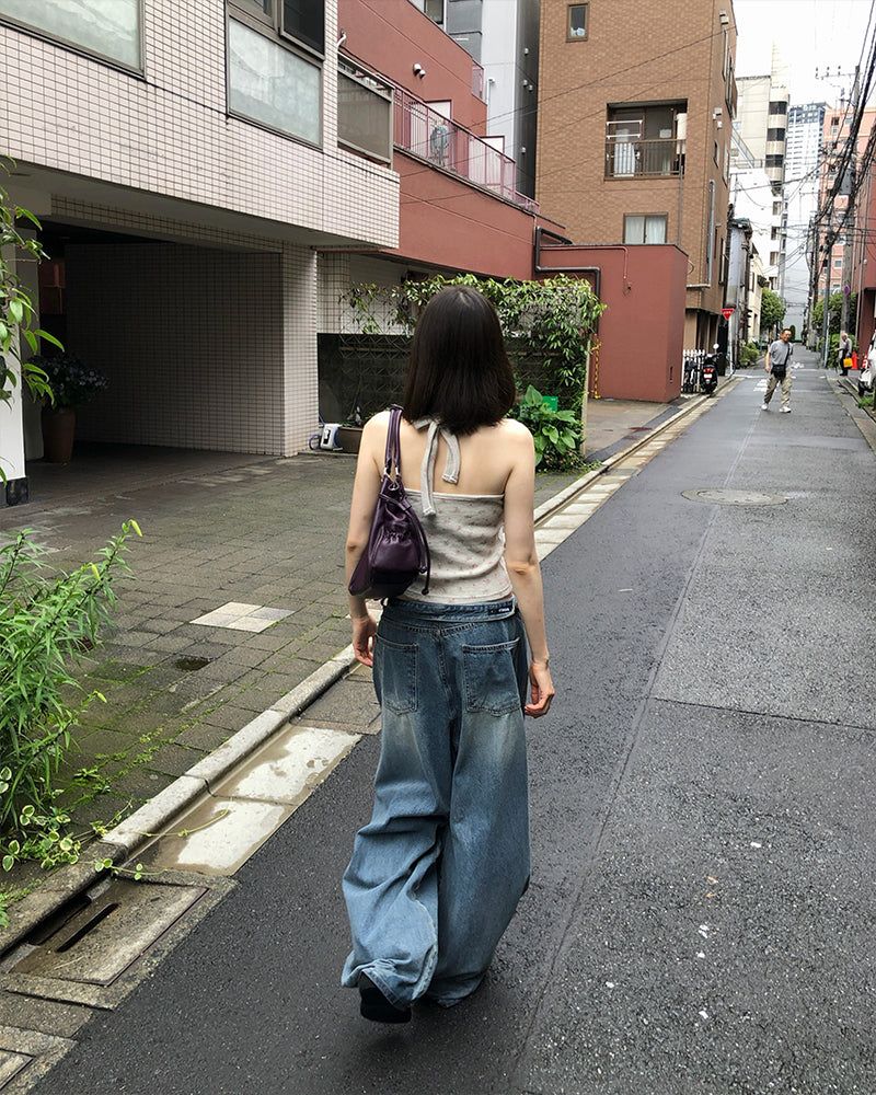 [ORIGINAL] Enne Flower Waffle Halterneck Sleeveless