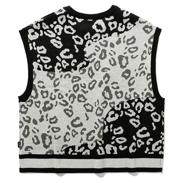 LEOPARD KNIT VEST_LIGHT GREY