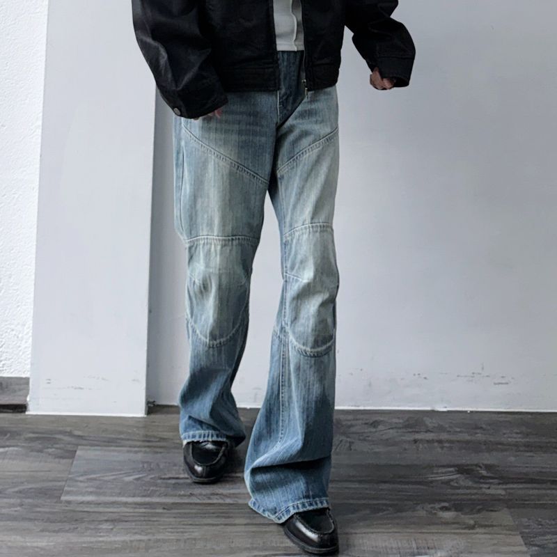 Panelled Straight-Leg Denim Pants