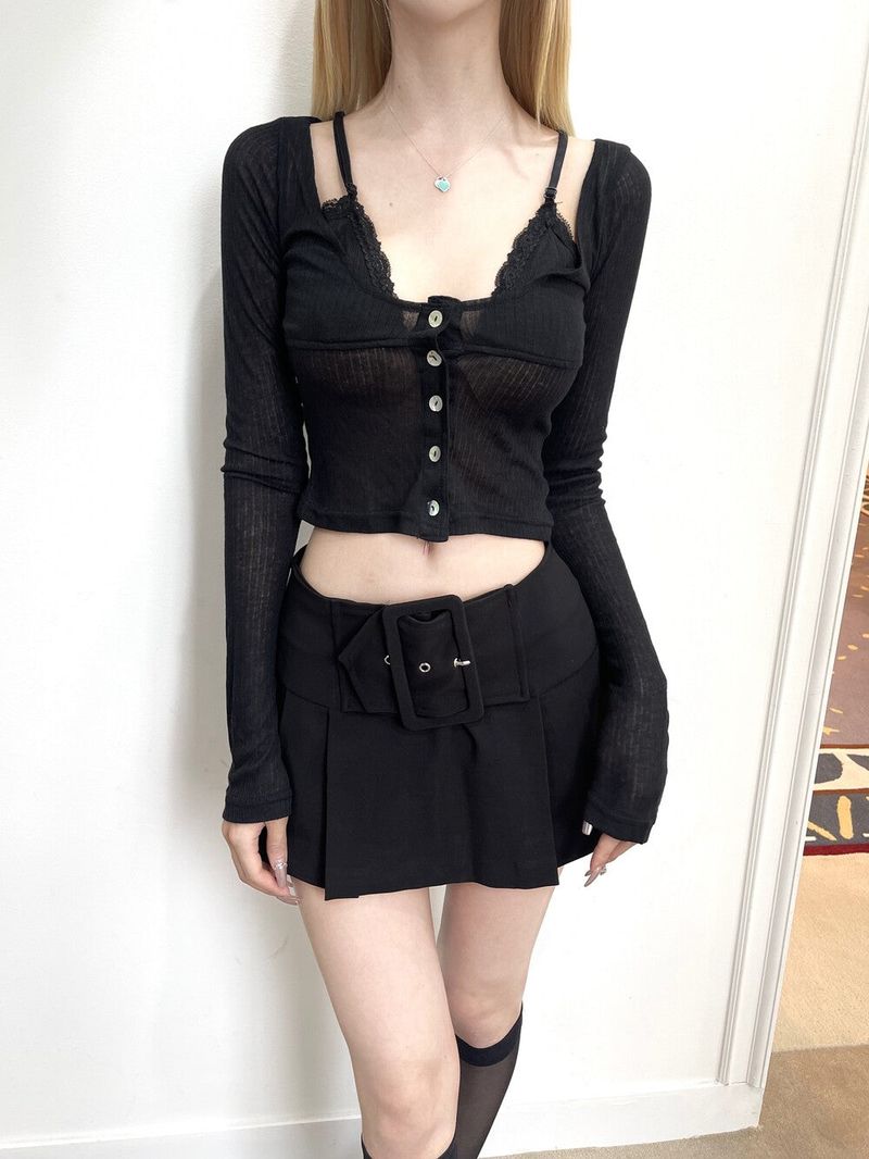 1303. Bralette layered button T (3color)
