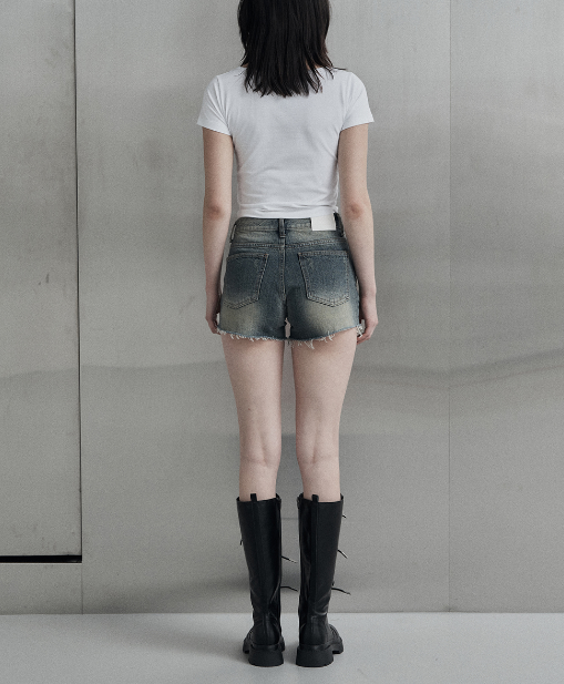 [mnem] stud damage short pants (green)