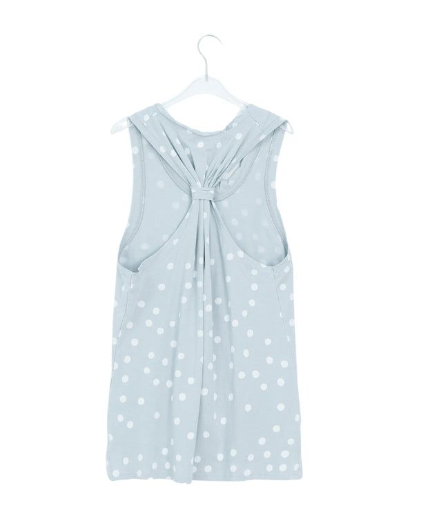 Oshion Side-Slit Twist Dot Layered Sleeveless