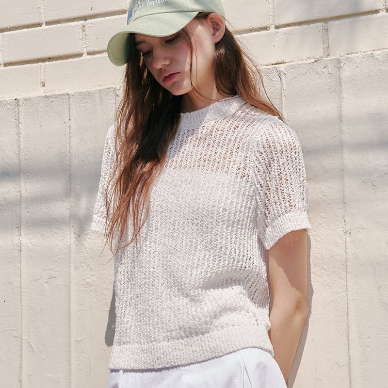 ALLINCOMPLETE（オールインコンプリート）の「Melly Knit Top (White)（Tops）」