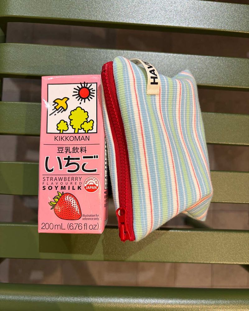 Multi stripe flat pouch - blue , M size