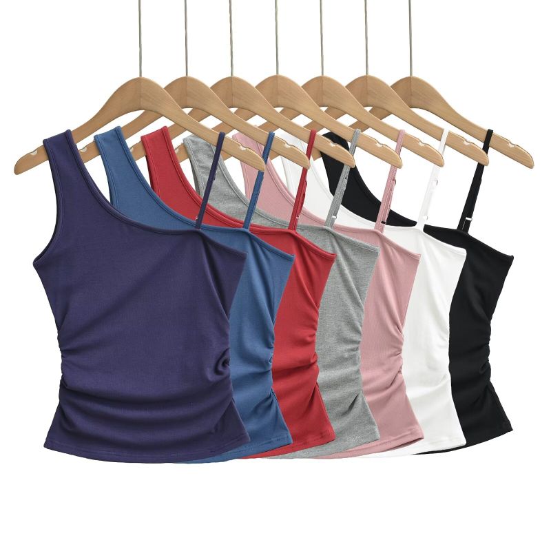 Amaris Asymmetric Strap Ruched Top