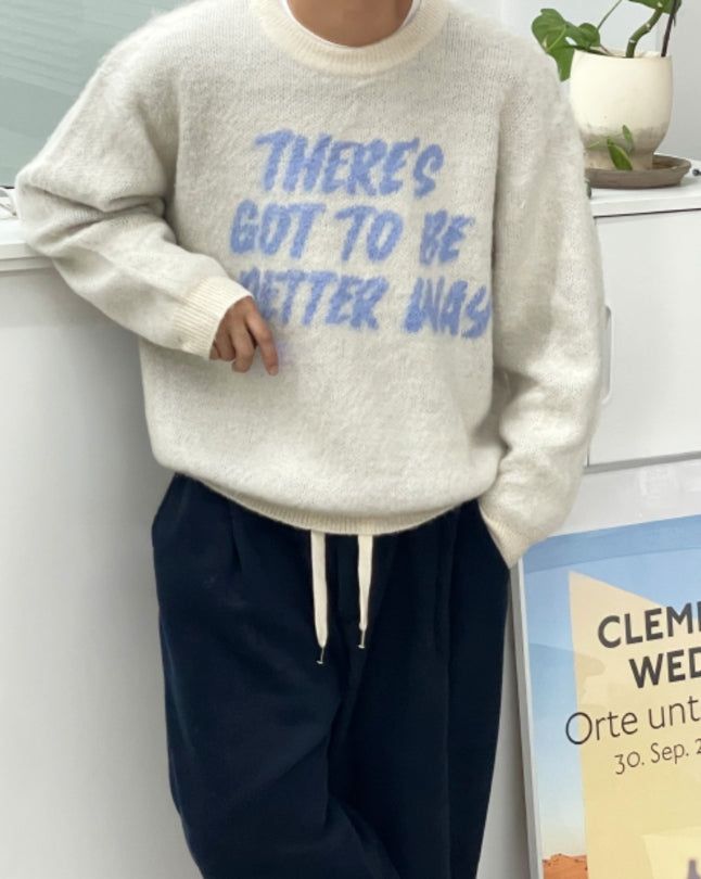 Berry Hairy Lettering Knit