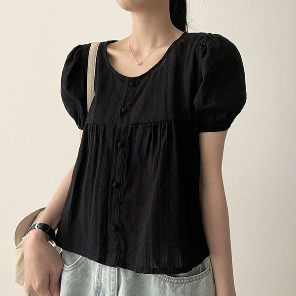 Bert Puff Sleeve Short Sleeve Blouse