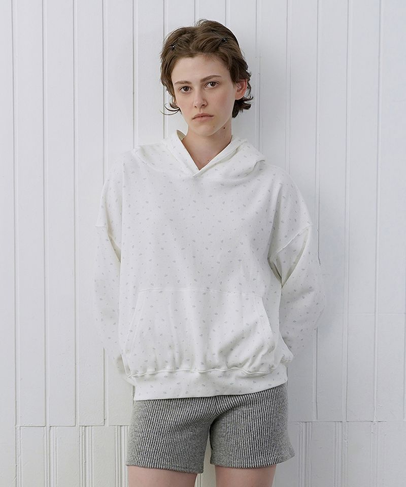 WITHOUTSUMMER（ウィズアウトサマー）の「Floral waffle hoodie_ivory（Tops）」