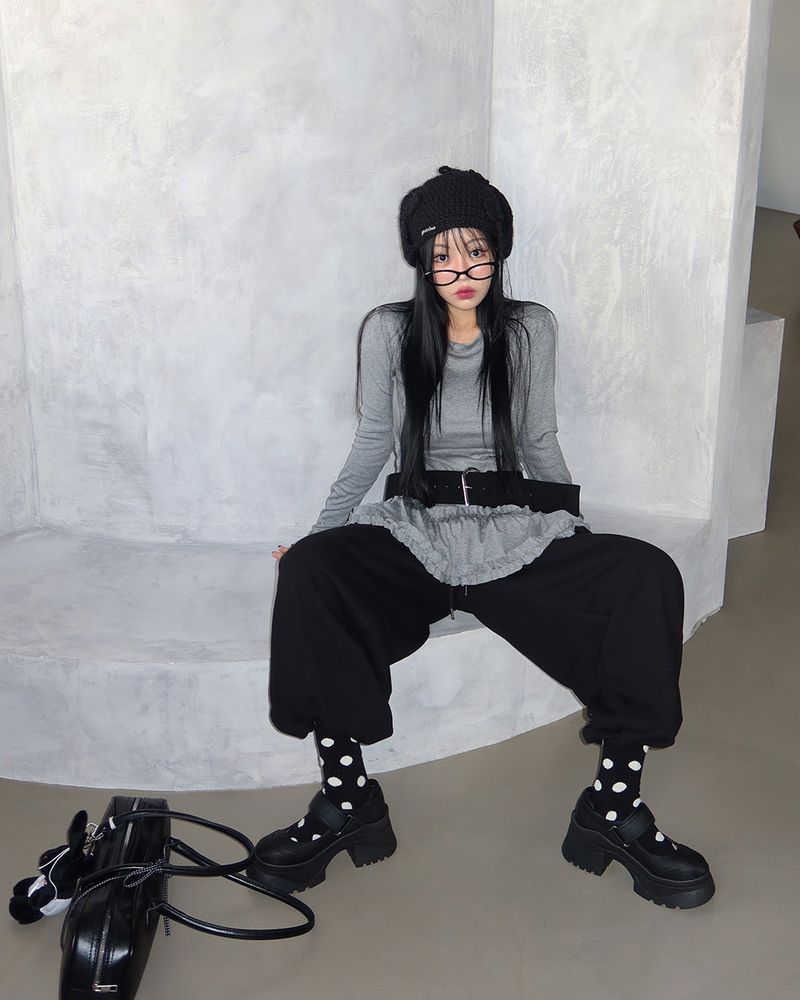 フリルレイヤードロングシャツ