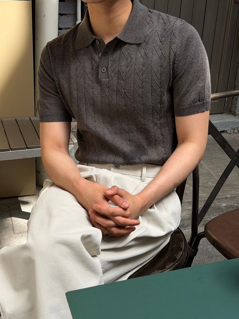 LAURANT（ロラン）の「[MUSCLE FIT] Cross cable half collor knit(3color)（Tops）」