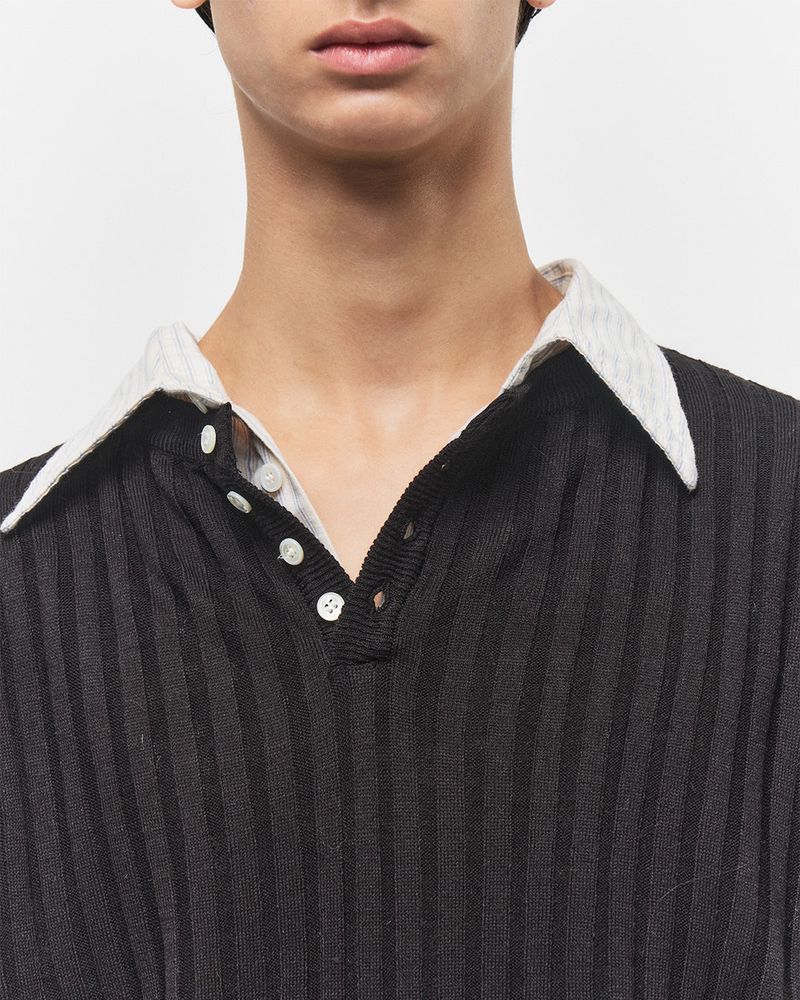 Bluesf merino wool henry neck knitwear - Black