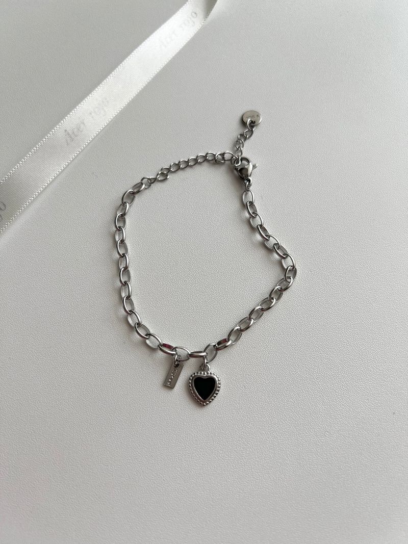 pib hip chic black heart surgical chain bold layered bracelet