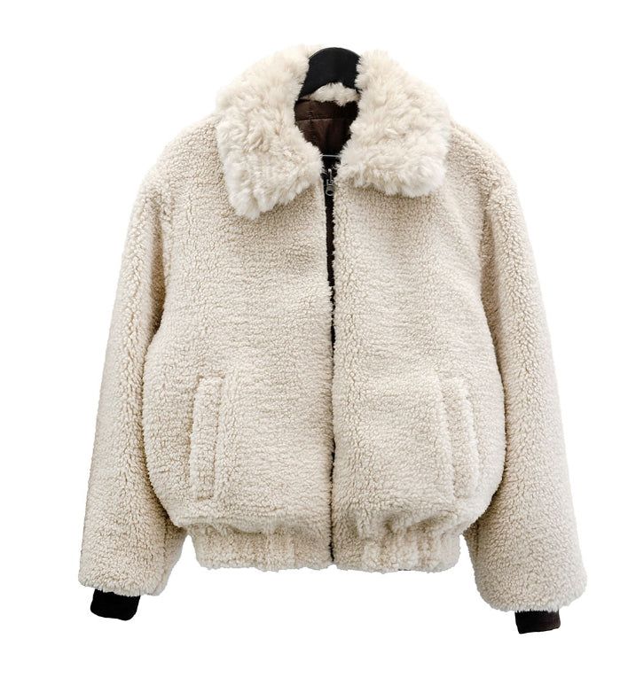 Reversible Fur Collar Quilted Dumble Jumper