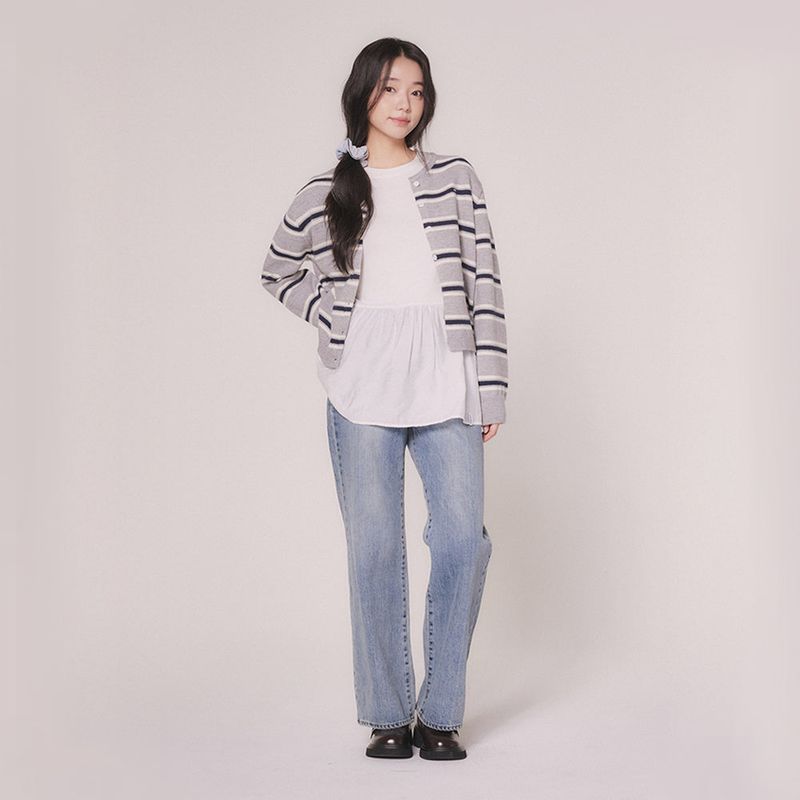 STRIPE KNIT CARDIGAN (GRAY)