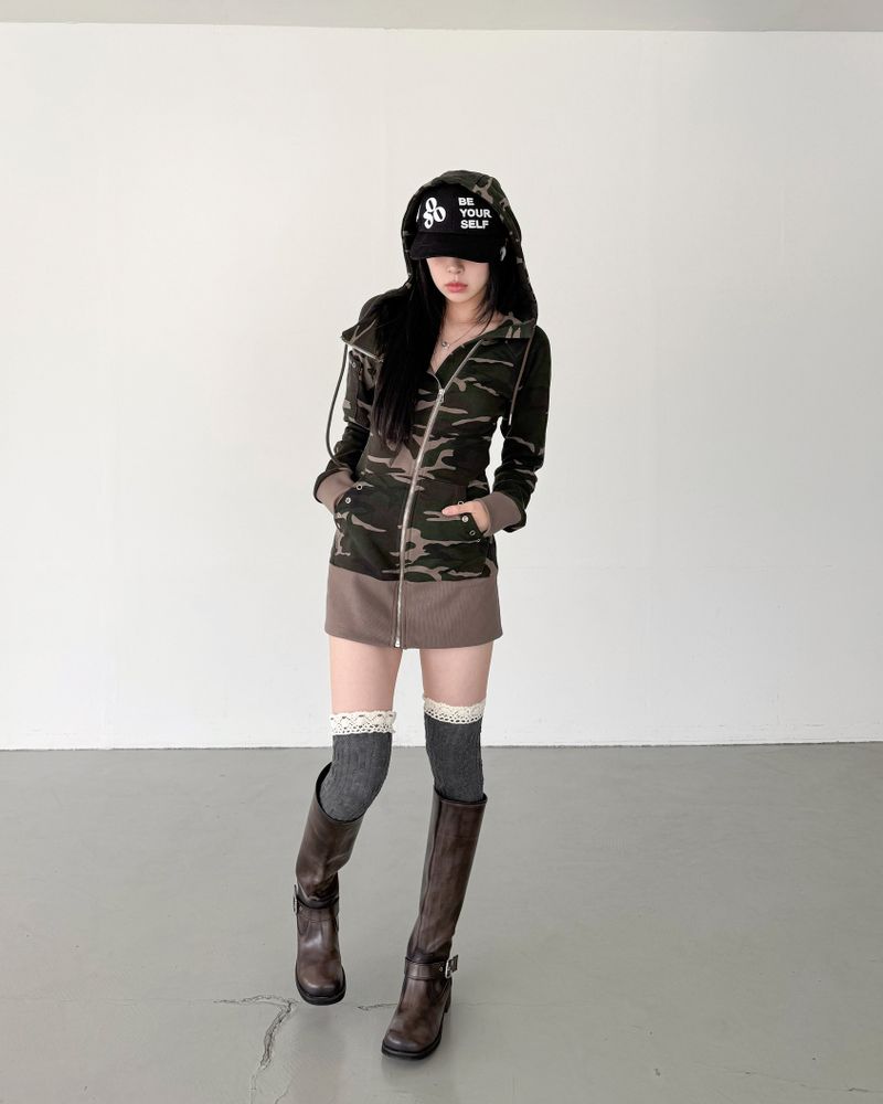 Zip up high neck one piece