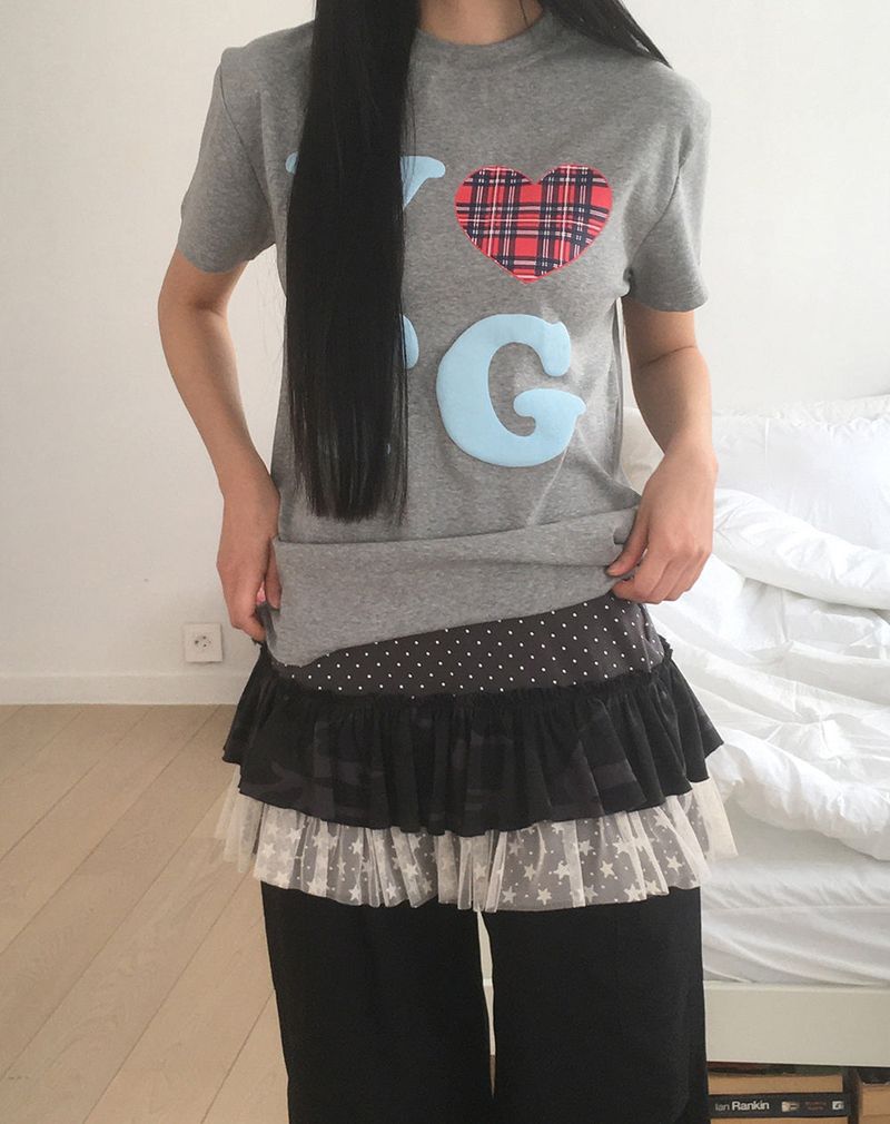 Coren Camo Dot Tiered Mini Skirt