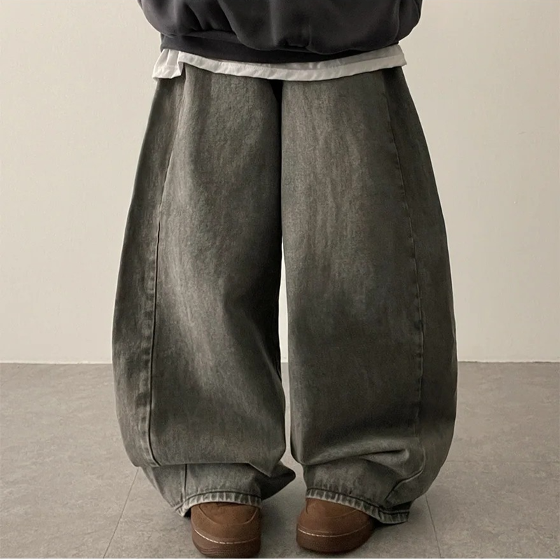 Romine side pin tuck brushed denim wide pants