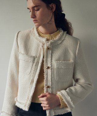 CLASSIC BOUCLE TWEED JACKET_CREAM