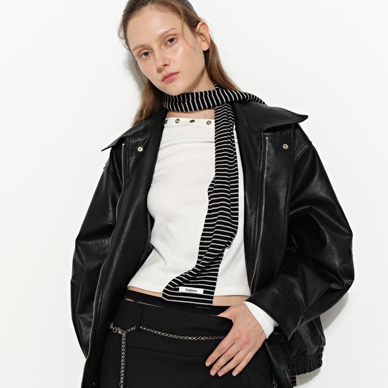 Brighten(ブライトン)の「Mini Stripe Black Scarf(Fashion Accessories)」