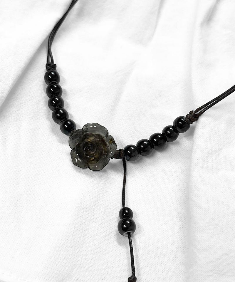 vintage black rose knot necklace