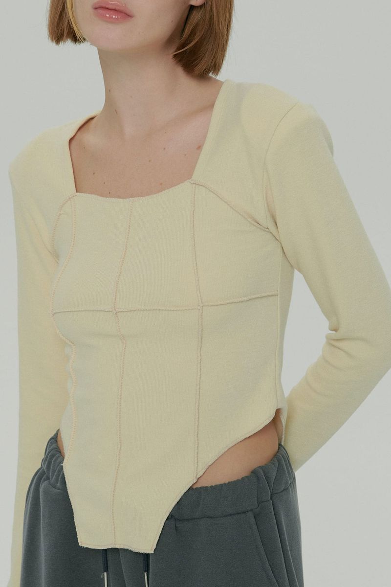 SOFT SQUARE NECK TOP / YELLOW