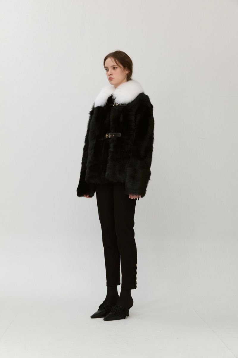 Fox collar fur coat