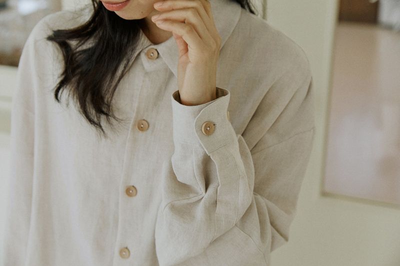 unisex linen patch shirts natural
