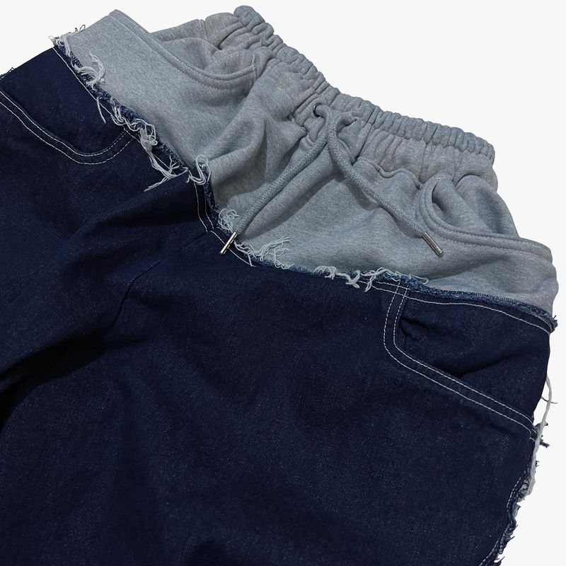 layered deconstructed denim pants_blue