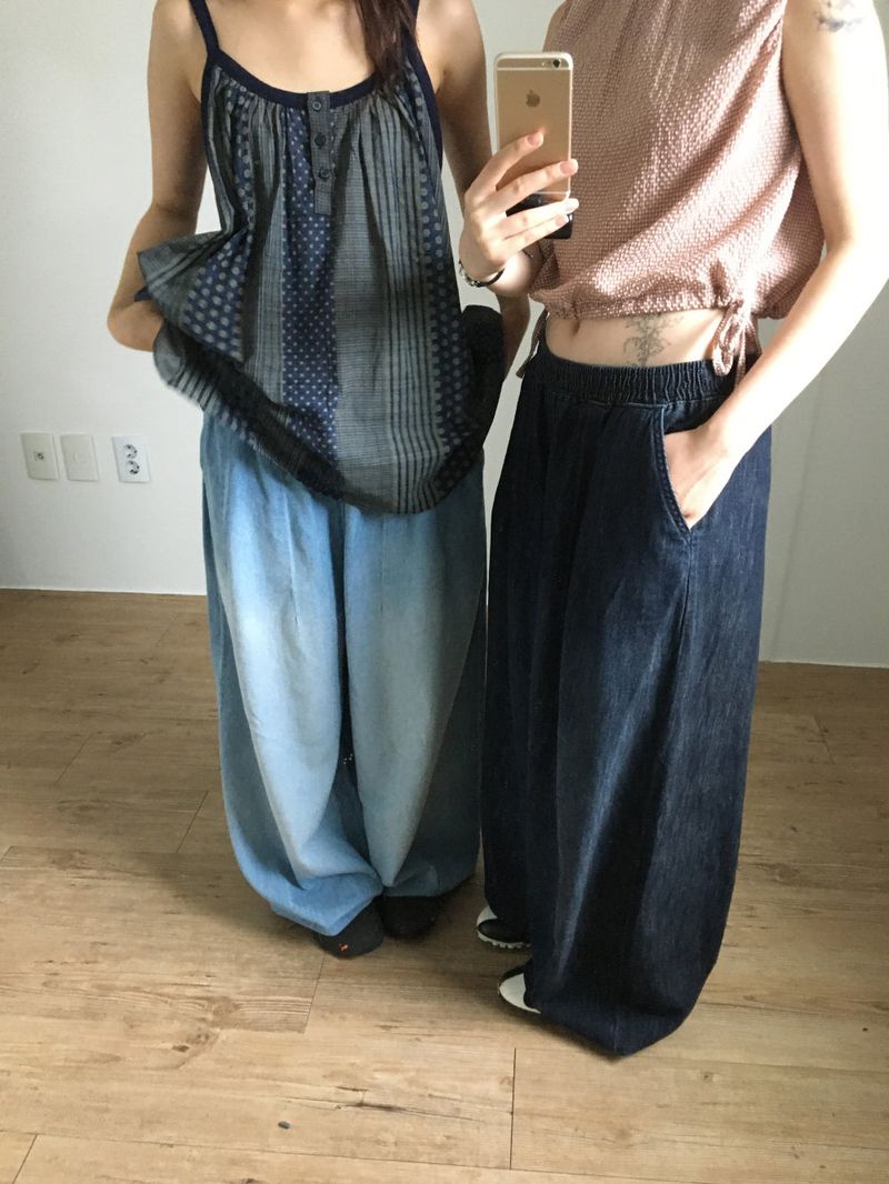 Hooded Balloon Denim Pants (2color)