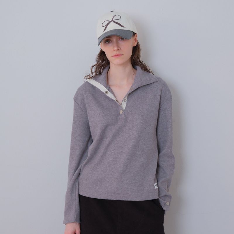 Melange Snap Knit Polar Tee
