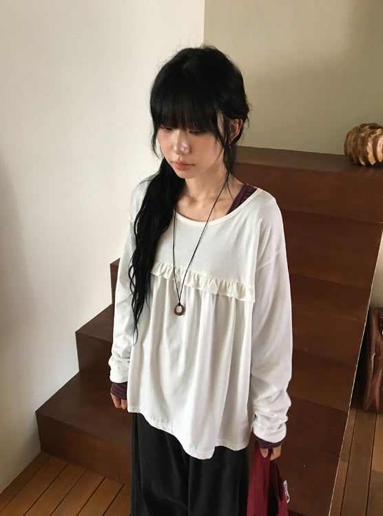 26FW★ [BAONHAUS] Koiren Frill Long Sleeve Tee