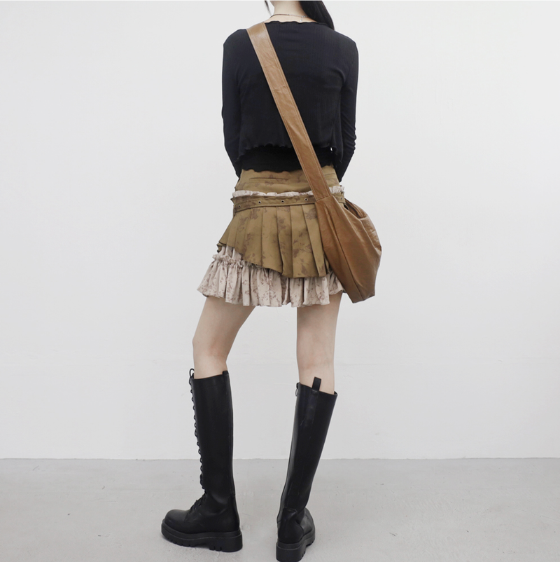 Riemann frill belt skirt