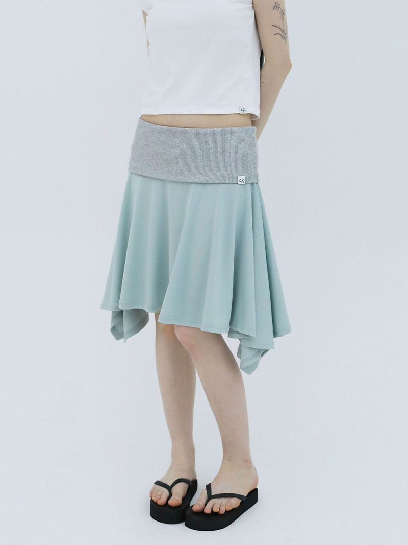 SOFT CONTRAST FLARE SKIRT(MINT)
