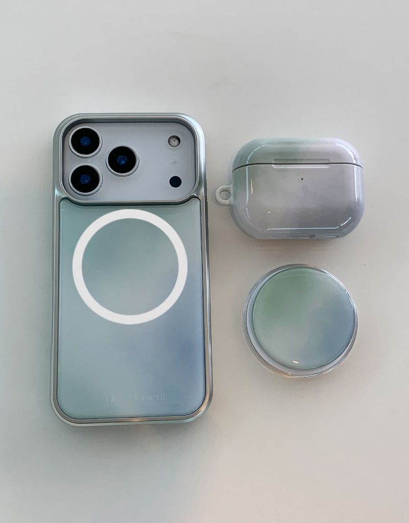 [MADE] ミスティオリーブ シルバー エポキシ MagSafeバンパー iPhoneケース