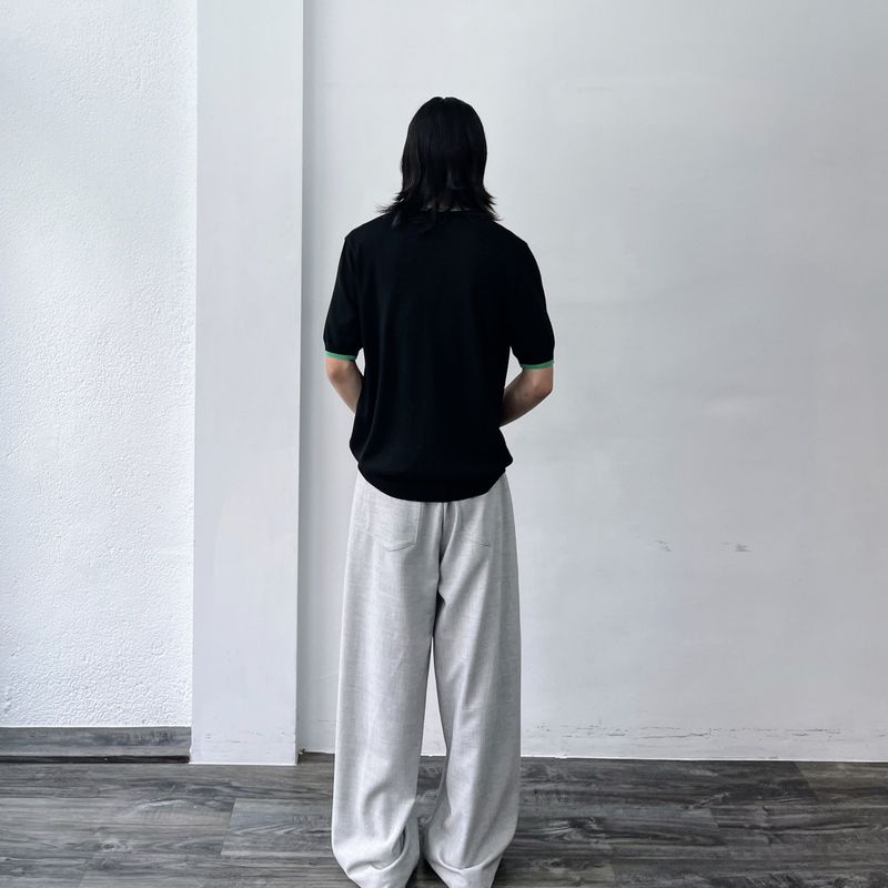 Mist Grey Asymmetric Pleat Trousers