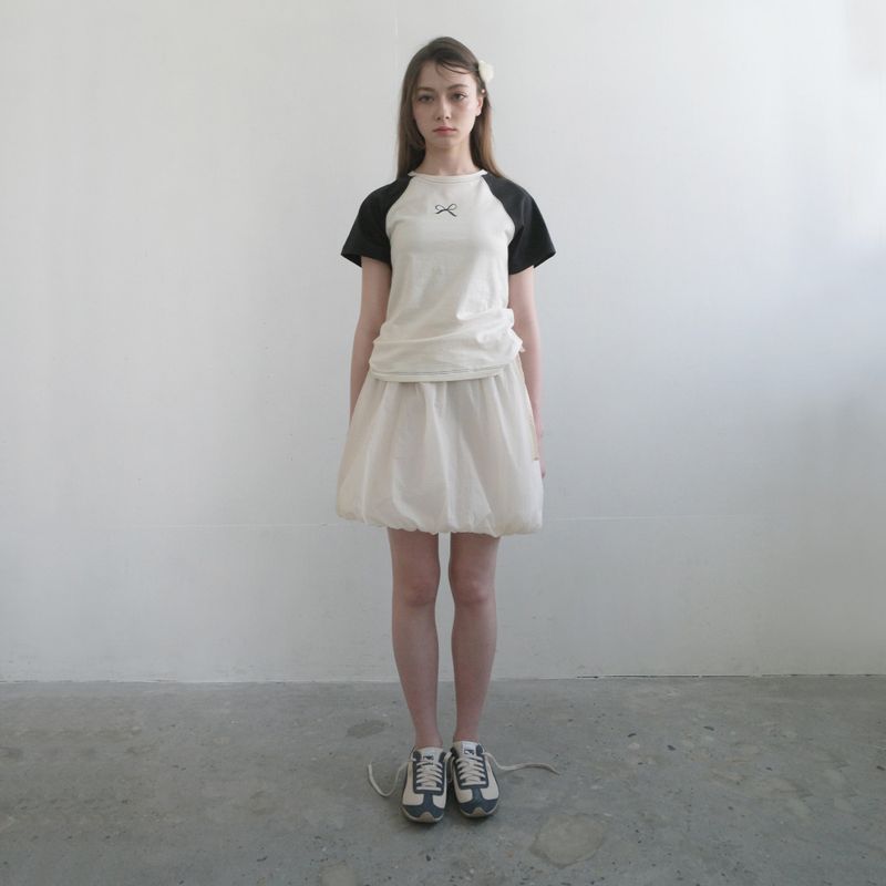 Cream Nylon Pumpkin Skirt