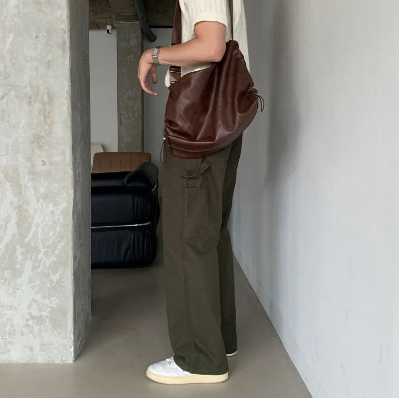 LMN True Carpenter Patch Wide Cotton Pants (3 colors)