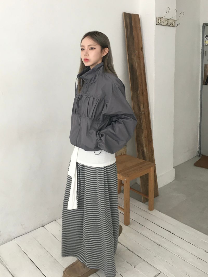 Bunny Stripe Banding Long Skirt (2c)