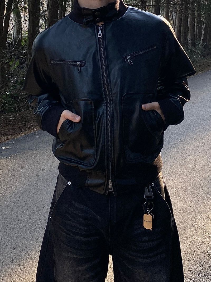 SSROOM（エスエスルーム）の「Claude High-Neck Cropped Leather Jacket 2C（Jackets/Outerwear）」