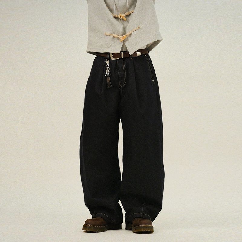 SEMIKAJI（セミカジ）の「HOピンタックステッチサルベージュデニム（パンツ）」