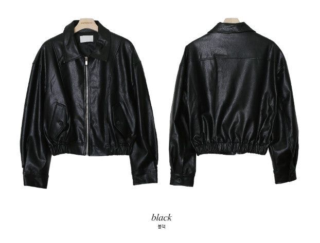 Classic Black Crop Leather Jacket
