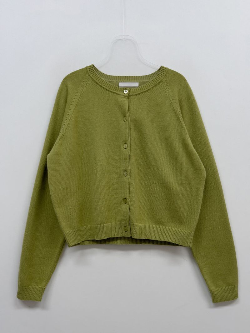 ビスコースラグランラウンドネックカーディガン
