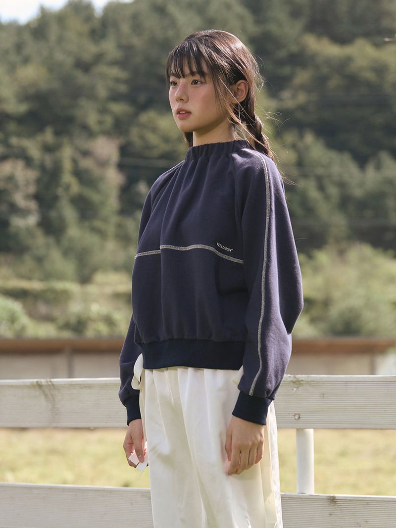Neck Banding Ribbon Sweatshirt