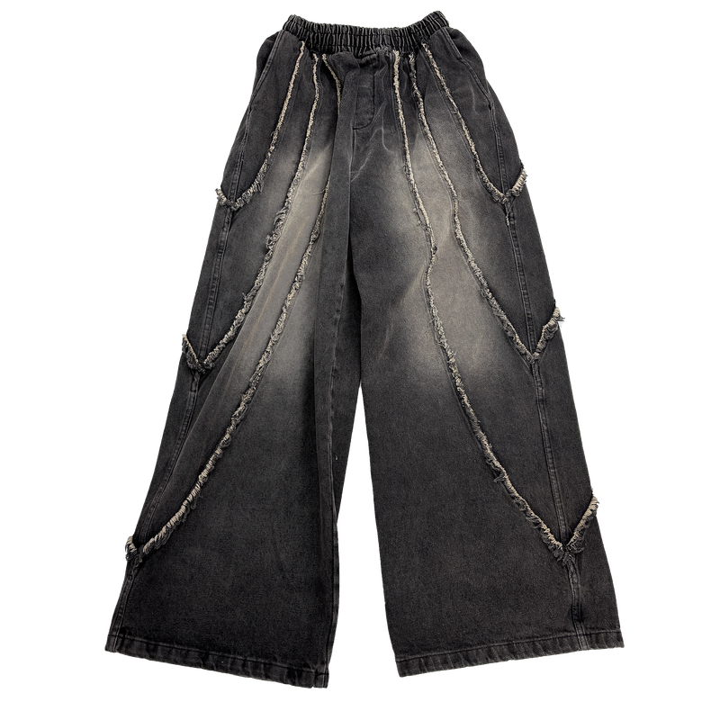 flow cut-off denim pants