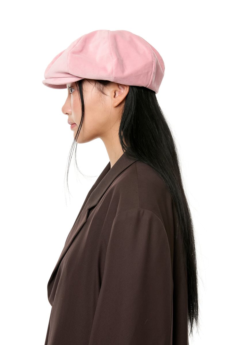 VELVET NEWSBOY CAP / PINK