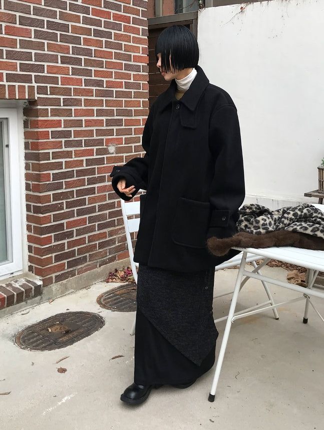 BUTTON LAYERED MAXI SKIRT