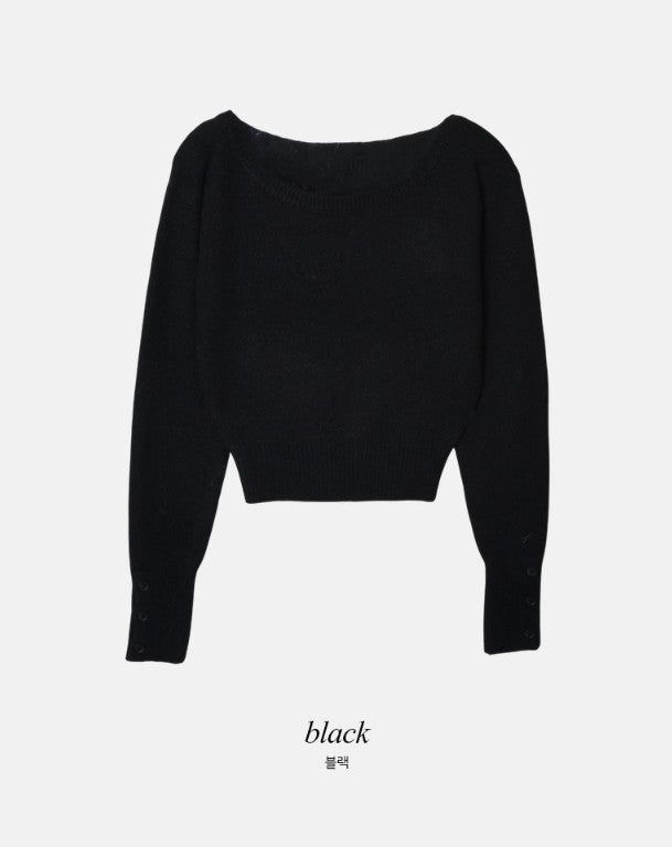 Wool Sleeve Button One Shoulder Knit (4color)
