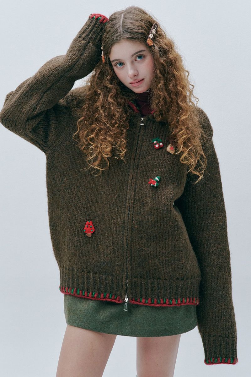 Winter Charm Zip-up Jacket [Brown]